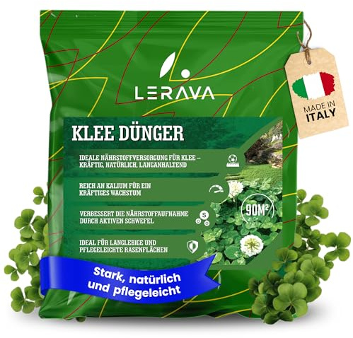 LERAVA® Fertilizante para Trébol (2,7 kg) - Abono para Jardín Verde, Fuerte y Denso - Repoblador para Césped y Trébol - Ideal para un Jardín Sano y un Césped Uniforme