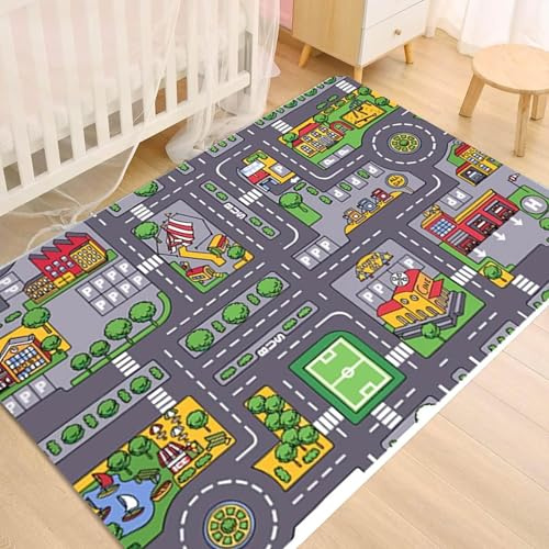 Générique Voiture Tapis Enfant Circuit Voiture pour Garçon et Fille, Plan de Ville Antidérapant Cadeau