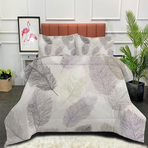 DLERFLOVR Edredón Nórdico Plumas Negras – Relleno Nórdico 4 Estaciones Estilo Bohemio – Ultra Suave – Colcha AlternativoCama 150 Edredón Acolchado 220x240cm Gris Claro