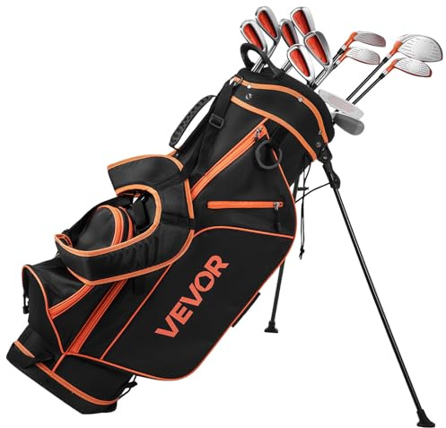 VEVOR Golf Club Set, 12 Pieces Women's Golf Club Complete Set Right Handed with 460CC #1 Driver, #3 & 5 Fairway Wood, #4 Hybrid, #5/#6/#7/#8/#9/#PW/#SW Irons, L-Shaped Putter, Golf Stand Bag, Orange