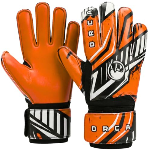 ORCA Goalkeeping Goalkeeper Gloves for Kids, Youth & Adults – Football Goalie Gloves with Strong Grip Latex Palm – Finger Protection & Double Wrist Support for Confident Saves & Matches