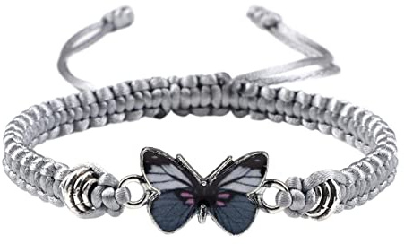 Generiska pärlor för barnarmband för tonårsflickor, justerbara fjärilsarmband för kvinnor, söta fjärils-berlockarmband läderarmband änglavingar