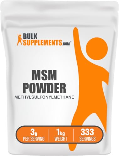 BulkSupplements.com MSM Powder - Methylsulfonylmethane, MSM Supplement, Nutritional Supplement - Gluten Free, 3g per Serving, 1kg (2.2 lbs) (Pack of 1)