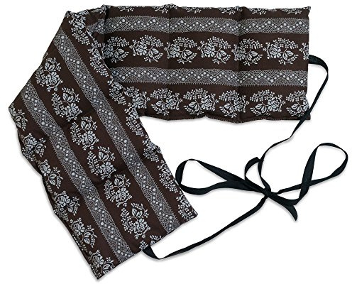 Coussin aux grains d'épeautre biologique compartimenté en sept avec sangles 65x15 cm - Bouillotte sèche - brun à fleurs
