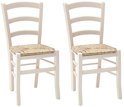 KONTE.DESIGN Set di 2 sedie CENISIA in legno, Bianco, 42 x 43 x 88 cm