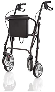 Rollator pieghevole in alluminio verniciato 4 ruote con seduta imbottita e cestino Atlante Art. RP520
