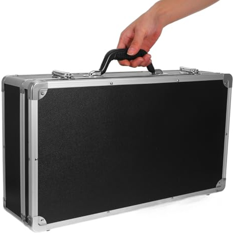 HEMOTON Aluminium Toolbox Portable Hard Storage Case with Foam Inserts Non-Slip Handle Multifunction Parts Organizer for Diy Tools and Accessories 19.7 X 11 X 5.1 Inches