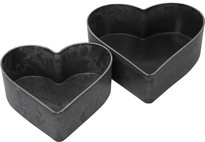 Herz Pflanzschale im 2er Set I Kunststoff I grau-schwarz I 22 cm + 26 cm