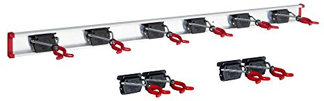 Meissner 1x Gerätehalter Schiene 100 cm lang mit 10 Haltern für Garten Geräte Werkstatt Besen, Bruns