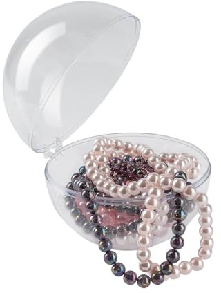 Ideen mit Herz Lot de 4 boules à poser - Avec charnière rabattable - À remplir et à ranger - 9,5 x 10 cm - Transparentes - Rangement de bijoux - Décoration - Boules en plastique pour bricolage
