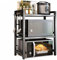 Rainbow Tree 3-Tier Expandable Microwave Oven Rack Countertop for Kitchen, Microwave Shelf Stand Metal with 6 Hooks, Baker Rack, Adjustable Kitchen Shelf Organizer Black (Black, 3-Tier)