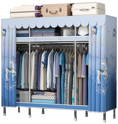 GLHalfM Tragbarer Kleiderschrank, Kleidung, Kleiderschrank, Regale, Kleideraufbewahrung, Organizer, Kleiderschrank aus Segeltuch, großes Fassungsvermögen, Metallstruktur, Legierungszwinge, extra sta