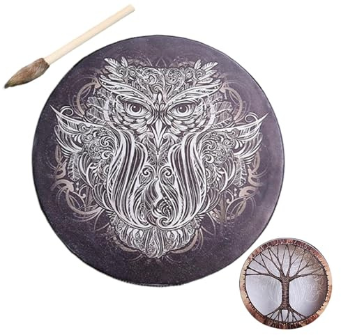 Siberian shaman-trumma, shamansk handtrumma | Shaman-trumma i trä | Handtrumma för meditation, shamaniska musikinstrument för yoga