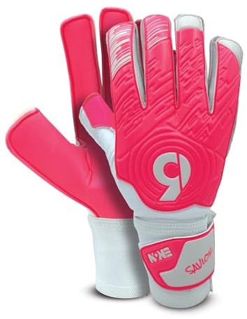 NINE Goalkeeper Gloves with Strong Grip, Extra Wrist Stability for Adult & Youth, Goalie Gloves for Kids, Men & Women with 4mm Latex Padded (Pink, 4)