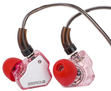Linsoul 7Hz x Crinacle Zero:2 in Ear Monitor, uppdaterad 10 mm dynamisk drivrutin IEM, trådbundna öronsnäckor, gaming-öronsnäckor (Utan Mikrofon, Rosa)
