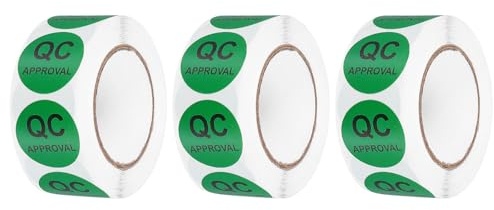 sourcing map 3Roll 1500Pcs QC Approval Labels, 1 Inch Round Inventory Quality Control Stickers for Warehouse Management Organization Inspection, Green