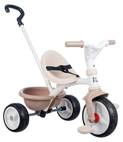 Smoby - Be Move Beige - Kinderdreirad mit Schubstange, Sitz mit Sicherheitsgurt, Metallrahmen, Pedal-Freilauf, für Kinder ab 15 Monaten