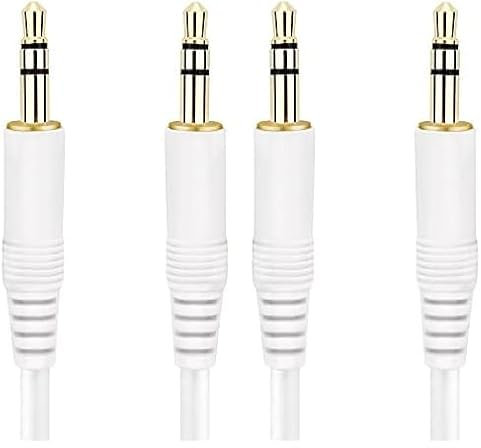 conecto câble audio, jack 3,5 mm vers jack 3,5 mm, blanc, 1 m (Lot de 2)
