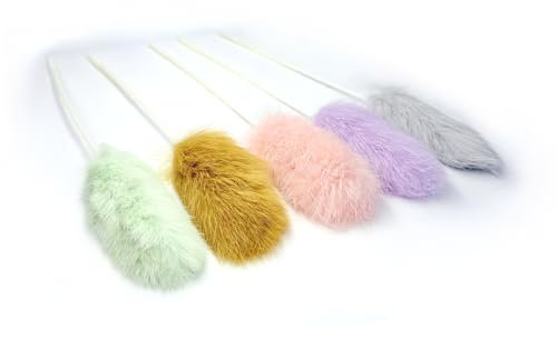 ZAYLUMO Katzenspielzeug Set – 5X Katzenangel mit echtem Hasenfell – Handgefertigte Spielangel für Katzen – Weiches Federspielzeug für Jagdspaß – Interaktives Spielzeug für Hauskatzen