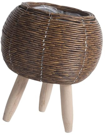 YIZITU Cesta de ratán para plantas de interior, tejida a mano, para macetas, flores, macetas, decoración, cesta de lavandería, maceta de ratán artificial para el hogar