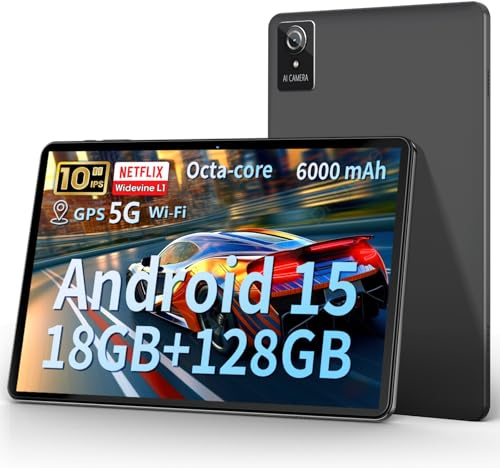 Tableta De 10 Pulgadas, 2026 últimas Tabletas Android 15, 18GB + 128GB, 1TB de expansión, Widevine L1 Compatible, Octa-Core, Tablet Con WiFi 6, Batería 6000mAh, Doble Cámara (5MP + 8MP), Gemini AI