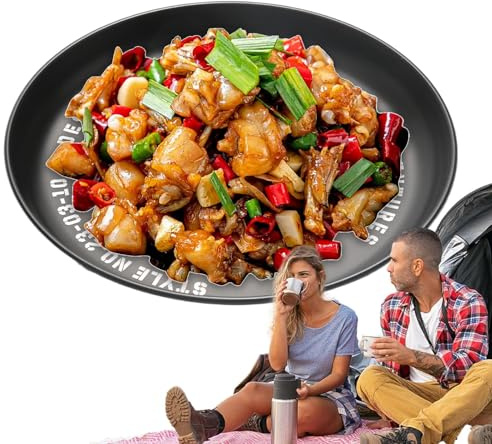 Metal Eating Plates - Lightweight Reusable Dinner Set, Portable Stainless Steel Dishware | Smooth Safe Control Design, Food Plates for Camping Travel Toddler Adult Indoor Outdoor Use