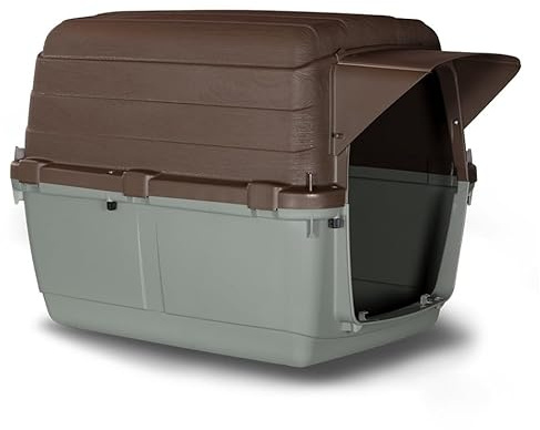 URBNLIVING Caseta grande de plástico para perros, casa para mascotas resistente a la intemperie, refugio de jardín de plástico duradero para perros, cachorros y mascotas, grande