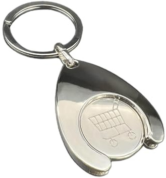 Rulbelok Convenient Shopping Cart Coin Keychain with Trolley/Euro/Blank Pattern Reliable Key Chain for Supermarket Trolleys Bags Metal Tokens Keychain