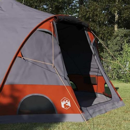 Gazebo, tenda a cupola, grigio e arancione, 505 x 450 x 248 cm, poliestere 185T con rivestimento in poliuretano, resistente alle intemperie e durevole, per giardino, campeggio e attività all'aperto