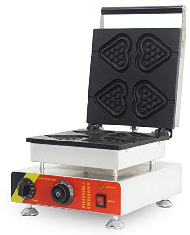 Hanchen Máquina de Gofres en Forma de Corazón Profesional 4 piezas Gofrera Comercial Antiadherente NP-511 CE