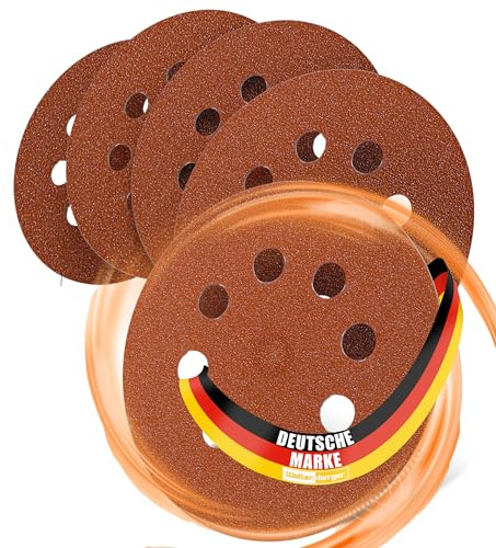 Woltersberger® Exzenter Schleifscheiben Ø 125mm | 8 Loch in rot | Schleifpapier für optimales schleifen, vielseitig einsetzbar, verschiedene Körnungen und Stückzahlen (50 Stück, P60 Körnung)