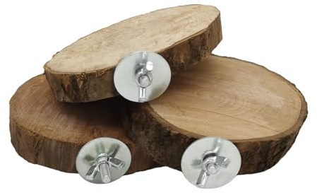 Hamiledyi Perch Platform for Bird Cage,Natural Round Wooden Stand Platform Bird Toy for Canary Parakeet Cockatiel Parrot Budgie Sparrow(3 Pcs)