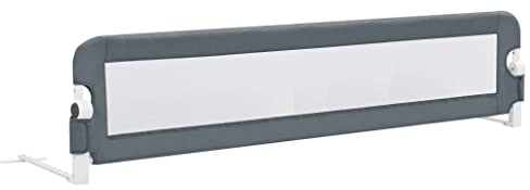 vidaXL Bettschutzgitter Bettgitter Kinderbettgitter Babybettgitter Rausfallschutz Kinder Baby Kleinkind Gitter Kinderbett Grau 180x42cm Polyester