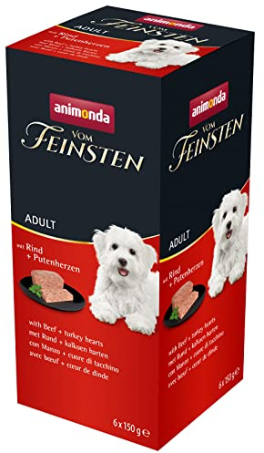 Nourriture pour Chien Humide avec bœuf + cœur de Dinde (6 x 150 g), Nourriture pour Chien sans céréales ni Sucre d'animonda, ingrédients Frais et charnels