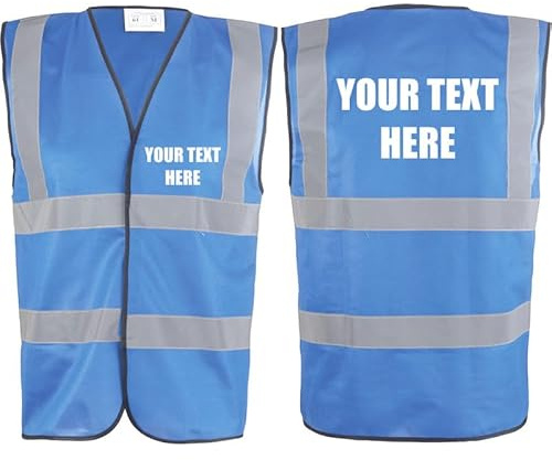 Hi Vis Vests - Personalised Hi Vis Vest Made of Durable Polyester- High Vis Vests with Reflective Vinyl Banding for Safety - Blue High Visibility Vest by Brook Hi Vis, Medium 36-38”