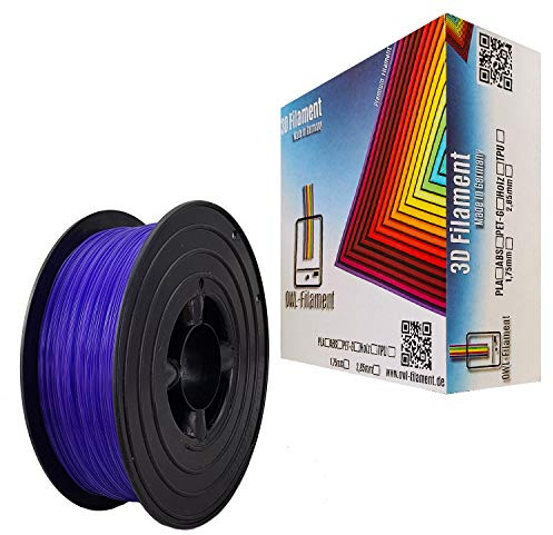 OWL-Filament 3D-Drucker PET-G 1,75mm 1kg Spule Rolle (Blau Transparent)