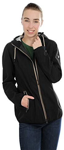 Knuffelwuff Damen Softshell Jacke Manhattan Größe: XXL / 44 Schwarz - Leichte atmungsaktive wasserabweisende Jacke mit extra vielen Taschen für Outdoor, Wandern, Reisen, Gassi gehen - Windbreaker