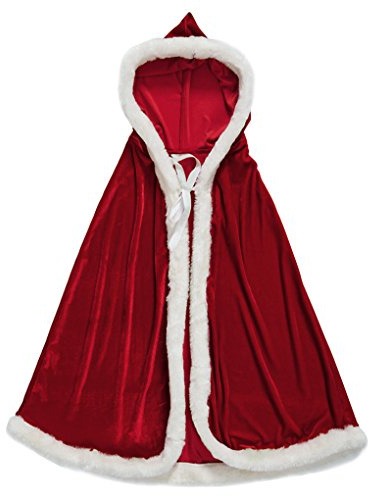 NICEYEA Cape de Père Noël avec capuche - Cape rouge - Père Noël - Manteau à capuche en velours - Cosplay - Rouge - Manteau en velours rouge - Costume de Noël pour femme