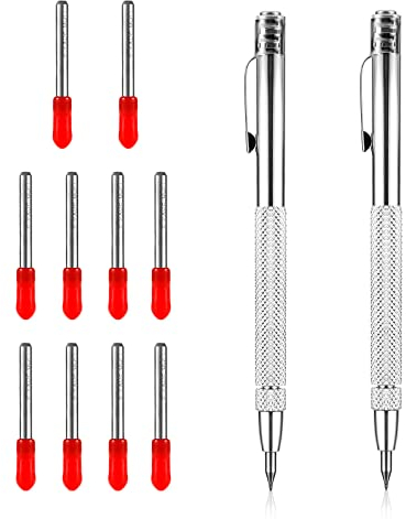 2pcs Pointe à Tracer en Carbure de Tungstène avec Aimant, Stylo de Gravure Stylo Gravure sur Verre Pointe à Tracer Scriber Tool avec 10pcs Embouts de Rechange pour Acier Inoxydable Céramique