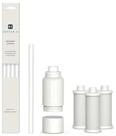 WATERH PureSip Adapt Trinkhalm-Ersatz und Filter, Edelstahlbecher mit Strohhalm für WATERH Vita-Flasche, einfach, modern, Owala, Stanley, Hydroflasche (3 Filter + 5 Strohhalme)