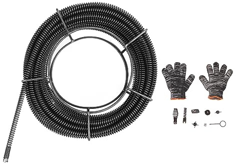 Ausla Tuyau d'évacuation en spirale de nettoyage 30 m Serpent d'évacuation 16 mm Spirale de nettoyage de tuyau en acier pour canal d'évier de cuisine de salle de bain, diamètre 9,5 mm