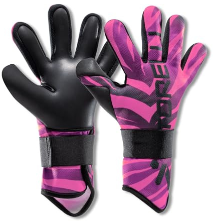 Storelli Challenger Goalkeeper Gloves, Youth Soccer Gloves, Enhanced Protection, Adjustable, Superior Grip, Unisex, Pink Tiger, Size 5