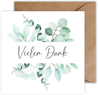 Dankeskarte mit Umschlag - Danksagung Danke Karte Abschiedskarte als Klappkarte Abschied - Hochzeit Danke Karte (125 x 125 mm)