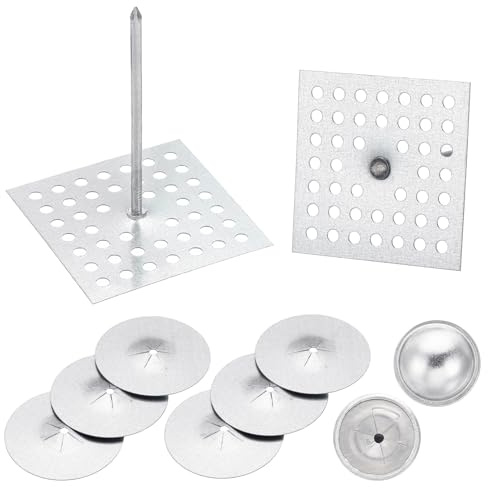 PATIKIL 450pcs Perforated Insulation Pins 2-1/2inch, 1.5in Self Locking Washers Round 7/8in Aluminum Insulation Hangers Cap Washers for Foam Board Wall Floor Ceiling, 150Set/450Pieces
