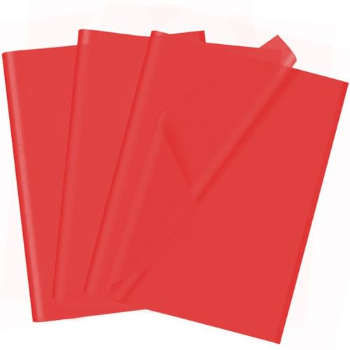 50 fogli di carta velina rossa, 70 x 50 cm, carta velina per confezioni regalo, riempitivo natalizio, fiori, arte, artigianato, fai da te, compleanno, matrimonio, decorazione regalo