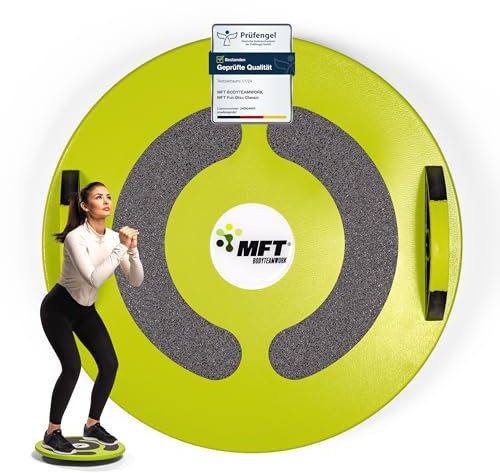 MFT Fun Disc Classic (MFT Grün) Balance Board (made in Austria) Profi Physio Therapiekreisel Gleichgewichtstrainer zur Stärkung der Muskulatur und Koordination, rutschfest, stabil aus Holz