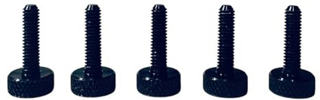 PrecisionGeek Tornillos de pulgar moleteados planos M6 x 15 mm (juego de 5), aluminio anodizado negro