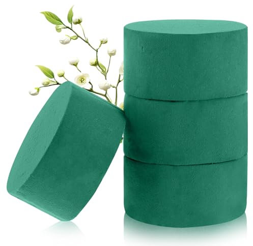 Giantree 4 Stück Runde Blumensteckschaum, Nasssteckschaum Set, Grüner Blumen Schaumstoff Steckschaum für Frischblumen für Hochzeitsgangblumen-Partydekoration(8x4cm)