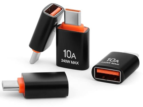 vsshe Adaptateur USB C vers USB, 4PCS Adaptateur USB-C Mâle vers USB-A 3.0, USB-C mâle vers USB3 Femelle, Compatible avec iPhone 16 Pro Max MacBook Pro,Samsung Galaxy,Téléphones Type-C et Plus (Noir)