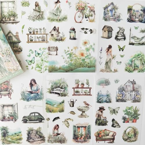 Klisterbilder för Scrapbooking, Spring Scrapbooking Accessoarer Kit för Scrapbooking, Junk Journal, Bullet Journal, Anteckningsbok, Möbel, DIY Hantverk, Fotoalbum, Kuvert, Vykort (Spring)